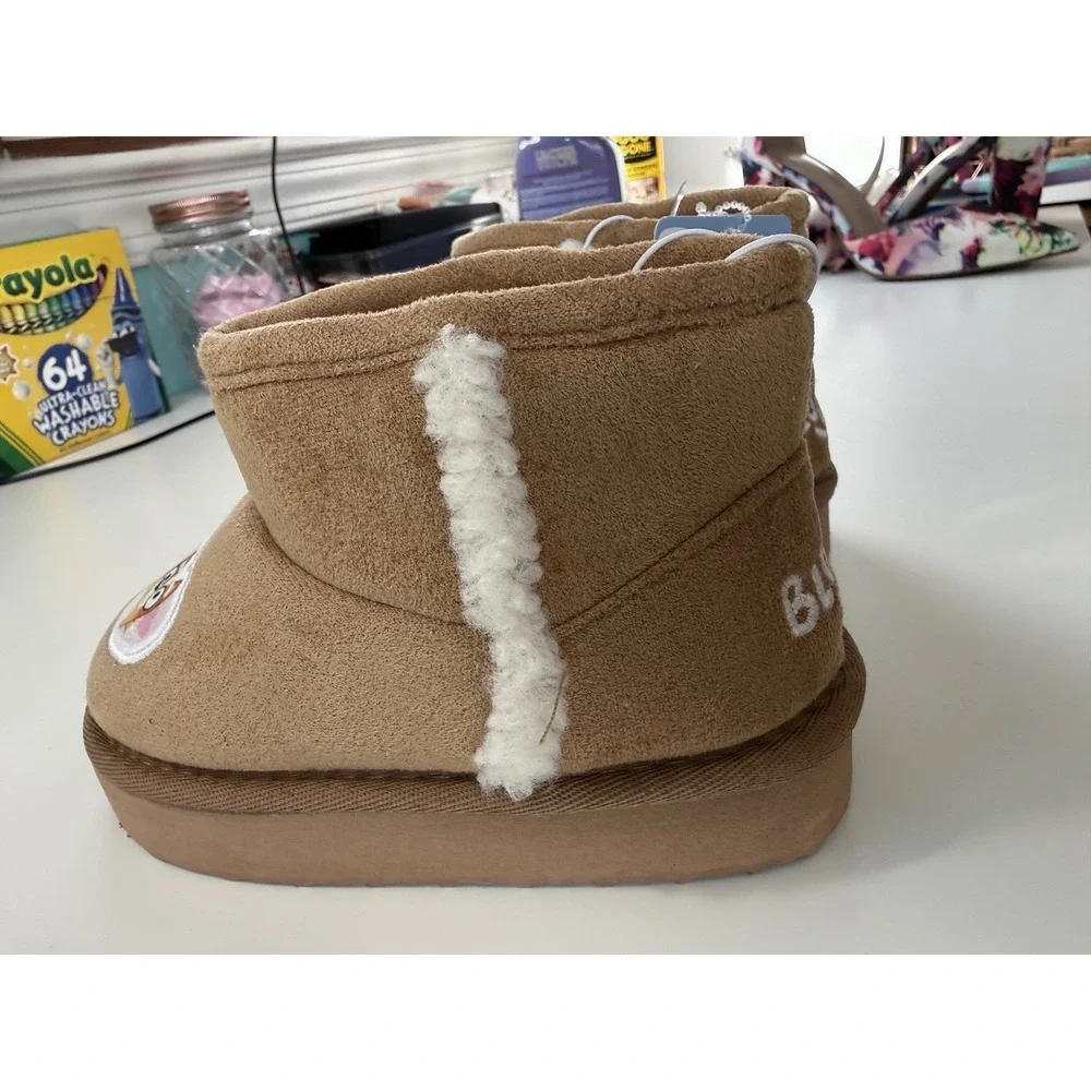 Bluey Toddler Tan EVA Winter Slipper Boots Faux Fur Lined Character‎ Shoes New
